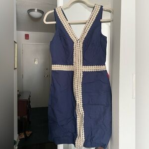 Lilly Pulitzer Navy Dress with Cream Trim